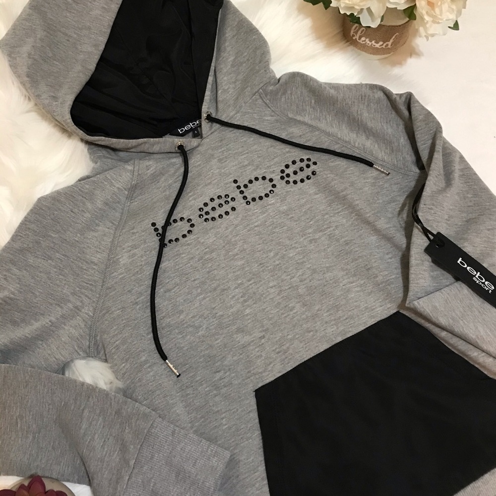 Bebe gray and black hoodie sweatshirt